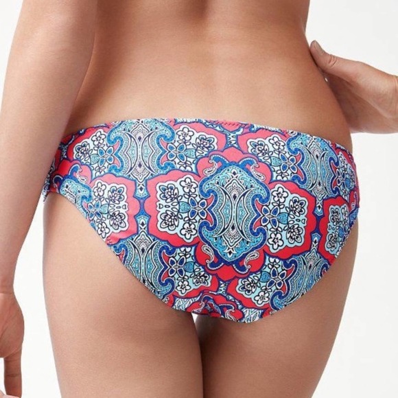 Tommy Bahama Riviera Tiles Reversible Side-Shirred Hipster Bikini Bottom Cerise - Picture 3 of 7